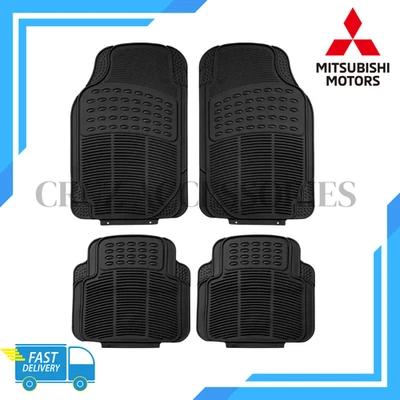 For All Mitsubishi Car Floor Mats 4Pcs Black Rubber All Weather Easy Clean - Image 1 of 4