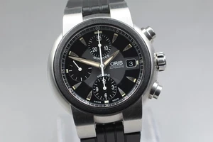 [N Caja Papel Como Nuevo] Reloj Automático ORIS TT1 Cronógrafo 7521-44 Esfera Negra Para Hombre - Imagen 1 de 12