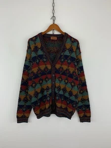 Vintage Missoni Men’s 3D Cable Knit Multicolor Made In Italy Cardigan Sweater L - Picture 1 of 17