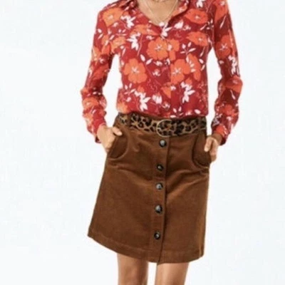 Falda de pana CABI #3755 caramelo abotonada talla 4 usada en excelente estado Foto 1 de 4