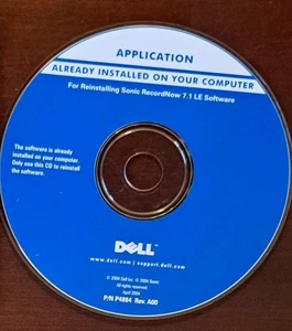 Dell Applicazione Reinstallazione Sonic RecordNow 7.1 LE Software PC CD - P/N P4884 - Foto 1 di 1