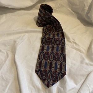Cambridge Classics Necktie Blue Red Paisley Wide Silk Printed Formal Office - Picture 1 of 3