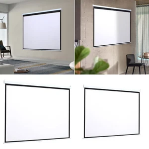 60-100 Inch Manual Pull Down Wall Mounted Projector Screen Matt White Home Movie - Picture 1 of 12