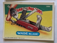 1987 Topps GPK #358b Wade Blade Sticker Card
