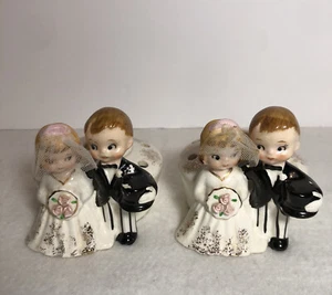 Vintage Braut & Bräutigam Hochzeitsfigur Norcrest Japan J-535 Kerzenhalter - selten - Bild 1 von 10