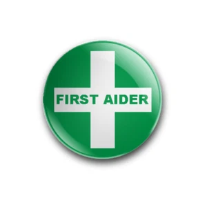 First Aider 25mm/1 inch badges x1 x12 - First Aid Qualified - Medical Worker - Picture 1 of 3