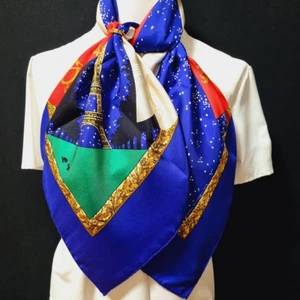 RARO VINTAGE HERMES Bufanda de Seda "Souvenirs de Paris" Carre 90 - Imagen 1 de 14