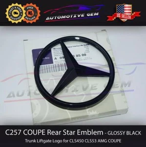 C257 CLS53 Mercedes Gloss Black Star Emblem Rear Trunk Lid Logo Badge AMG CLS450 - Picture 1 of 3