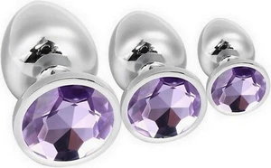 PLUG ANALE SEX TOY ANAL BUTT tappo GIOIELLO INDOSSABILE IN METALLO PIETRA VIOLA - Foto 1 di 10