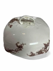 Clifford Colonial Pottery Stoke England Vintage Butter Geschirrdeckel nur braun weiß - Bild 1 von 12