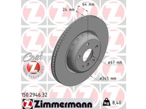 For 2019-2024 BMW X4 Brake Rotor Zimmermann Coated 56252JZGK 2020 2021 2022 2023 - Picture 1 of 2