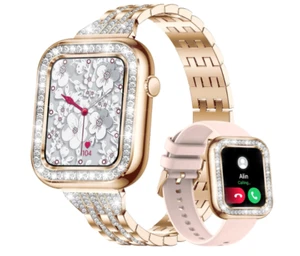 Smartwatch Frauen Damen mit Telefonfunktion wasserdicht für Android iOS Gold - Zdjęcie 1 z 16