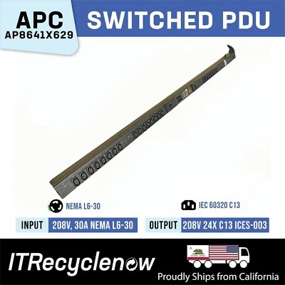 PDU para rack conmutada L6-30P 24x C13 208V 4,9 kVA APC AP8641 x 629 Zero-U 24A Foto 1 de 4