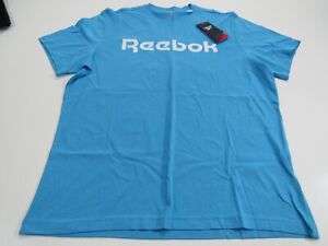 Reebok Mens Big Logo Tshirt Radiant Aqua Large Nwt