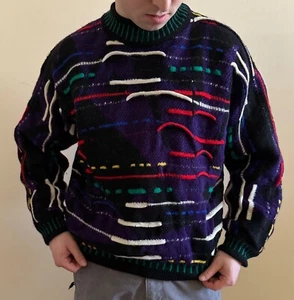 Coogi Australia Vintage Sweater Oversized Multicolour Size  M-L Rare,Rap - Picture 1 of 22