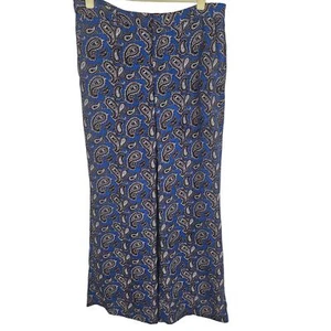 Banana Republic Pants Trousers Women 10 Blue Paisley Pants Wide Leg Pants Women - Picture 1 of 11