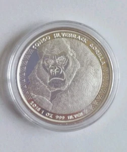 2018 Republic of Congo Prooflike Silverback Gorilla .999 1 oz Silver Coin - Picture 1 of 2