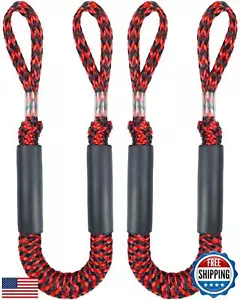 Boat Accessories 2PCS Dock Lines 3FT Premium Bungee Boat Lines (Red+Black, 3F - Picture 1 of 5