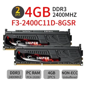 8GB 2x 4GB DDR3 OC 2400MHz F3-2400C11D-8GSR 240Pin PC3 DIMM Memory SDRAM G.SKILL - Picture 1 of 6