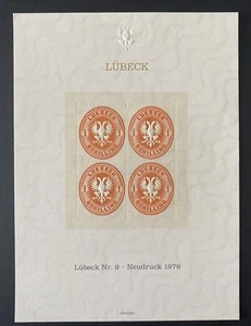 Altdeutschland Lübeck Michel Nr. 9 Faksimile Nachdruck 1978 -5123 - Bild 1 von 2