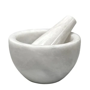 Mörser mit Stößel aus weißem Marmor Carrara Marble Mortar Design Home Ø 12cm - Bild 1 von 9