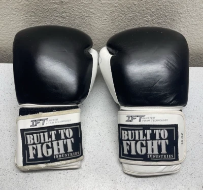 Built To Fight Industries 16oz Boxing Sparing Gloves Black/White Large - Image 1 of 4