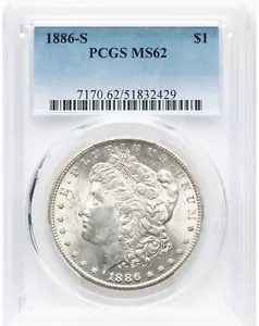 1886-S MORGAN DOLLAR PCGS MS62 - Picture 1 of 4
