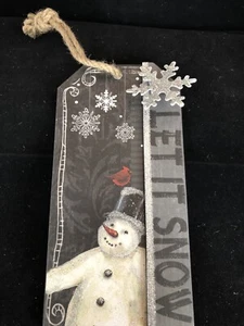 Let it Snow Primitive Wood Chalk Board style CHRISTMAS SIGN 4"x8"  - Picture 1 of 4