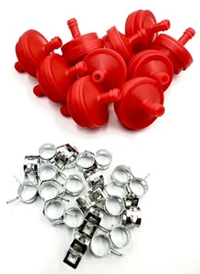 10x Lawn Mower 1/4" Inline Gas Fuel Filter Fits 298090 298090S w 20x clamps 3/8 - Picture 1 of 5