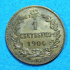 Italy 1 Centesimo Copper Coin, 1904-R, UNC Brown, KM-35