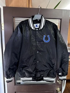 Authentic STARTER Indianapolis Colts SATIN Black NFL Football Jacket Vintage - Picture 1 of 4