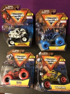 Monster Jam Marvel Series 3 Set Of 4 1:64 2025 Thor Venom The Amazing Spiderman - Picture 1 of 6