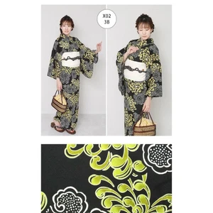 Kimono de verano japonés Yukata + cinta preatada obi (cinta "blanco") conjunto X02-3B nuevo - Imagen 1 de 6