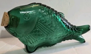 Vintage blau Glas Fisch Flachmann Dekanter 7,5" lang - Bild 1 von 9