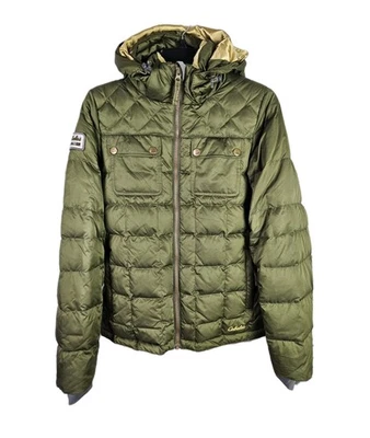 Cabelas Quilt Goose Down Winter Green Parka Removable Hood Womens Size Medium  - Image 1 of 4