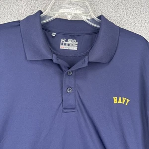 Under Armour Polo Shirt 2XL Loose Blue S/S Loose Heat Gear NAVY Logo - Picture 1 of 10