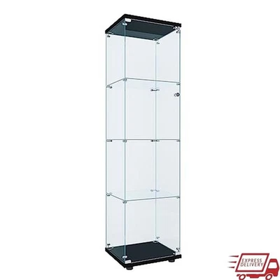 Curio Cabinet Glass Display Case 4 Shelves Collectibles Showcase Safe Assembly - Image 1 of 4
