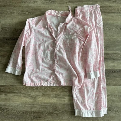 Victoria's Secret Conjunto Pijama Rosa Blanco Estampado Paisley Talla Grande 100% Algodón Foto 1 de 4