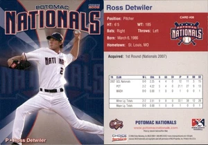 Ross Detwiler 2008 Choice Potomac Nationals #8 RC Card - Picture 1 of 1