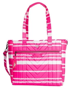 Lug Paddle Magenta Stripe RFID Travel Tote Bag Purse Carry All Trolly Strap - Picture 1 of 16