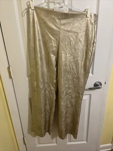Vince Camuto Womens Flare metallic pants Soft Gold Size 14 soft designer fancy - Picture 1 of 5