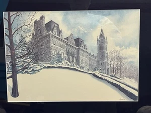 Vintage 1987 Signed Watercolor Reprint Of Lehigh University By Thomas E Kennedy - Picture 1 of 6