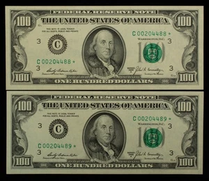 FR 2165-C* $100 1969 A Federal Reserve Note - 2 Consecutive Stars - AU - CA1658 - Picture 1 of 2