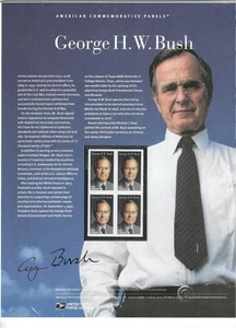 PANNELLO COMMEMORATIVO USPS #1019-GEORGE H W BUSH MNH FOREVER BLK - Foto 1 di 1