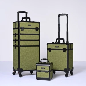 Byootique 3 Pezzi Trucco Treno Astucci Cosmetici Organizer Kit Artista Rococò Muschio - Foto 1 di 9
