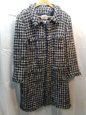 Hermoso abrigo de lana Marvin Richards Houndtooth vintage con flecos largo  Foto 1 de 4