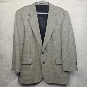 Oscar De La Renta Sport Coat Mens 42R Beige Houndstooth Silk Wool Blend 2 Button - Picture 1 of 15