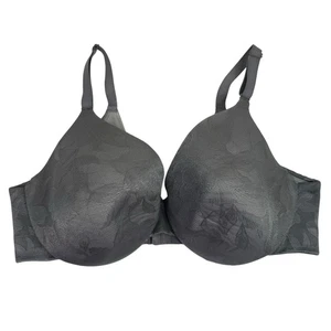 Cacique 40DD Invisible Lace Backsmoother Lightly Lined Full Coverage Bra Gray - Picture 1 of 15