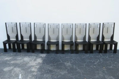 Juego de ocho sillas de comedor Miguel Rodrigo Mazure roble negro bermont 6224 Foto 1 de 4