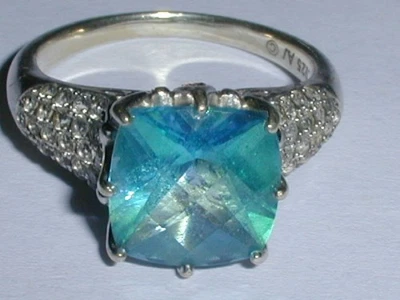 STUNNING~  ALWAND VAHAN STERLING LONDON BLUE & WHITE TOPAZ, AMETHYST RING- SZ 8! - Image 1 of 4